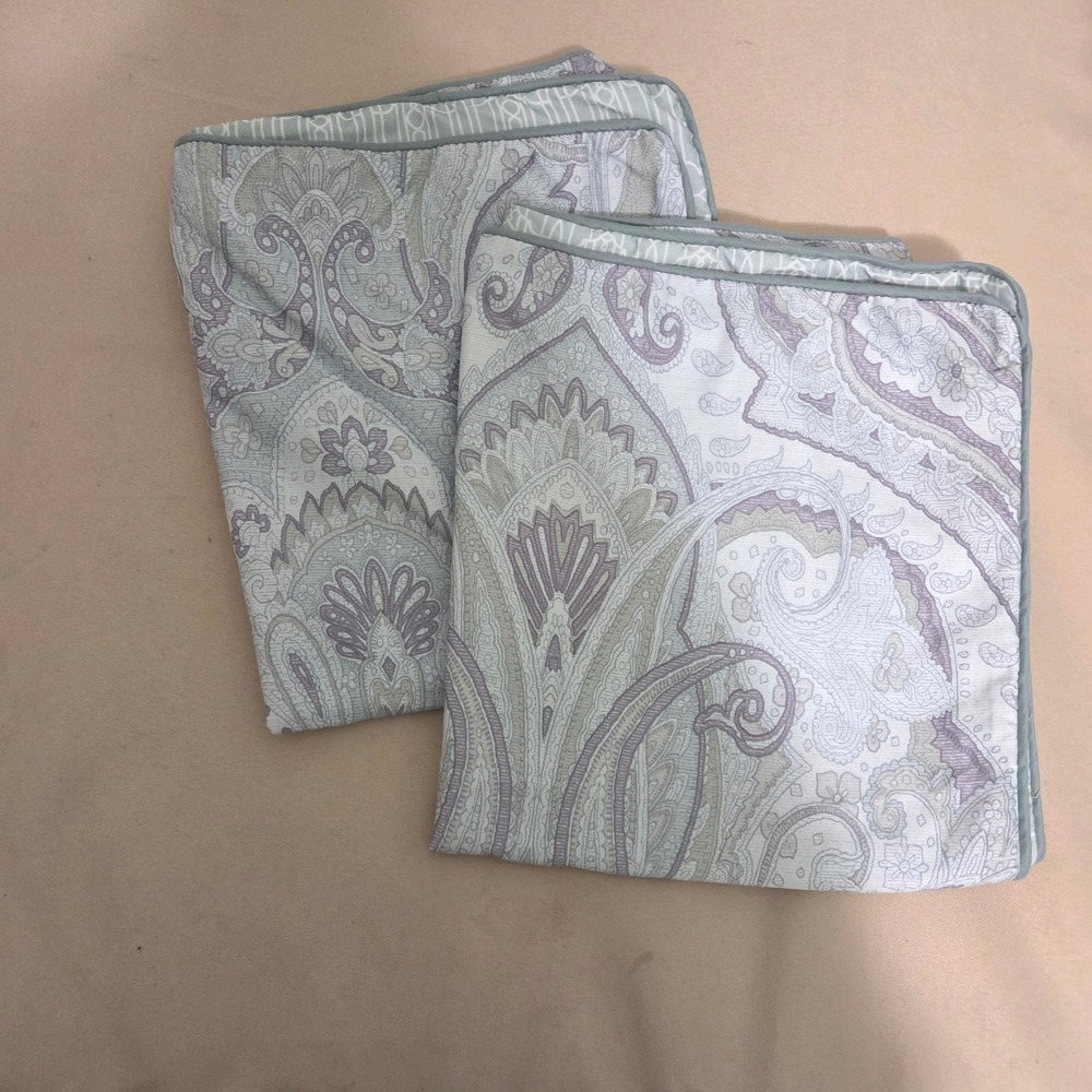 Raymond Waites Paisley Pillow Shams Set of 2 King Lavender Sage Green Reversible